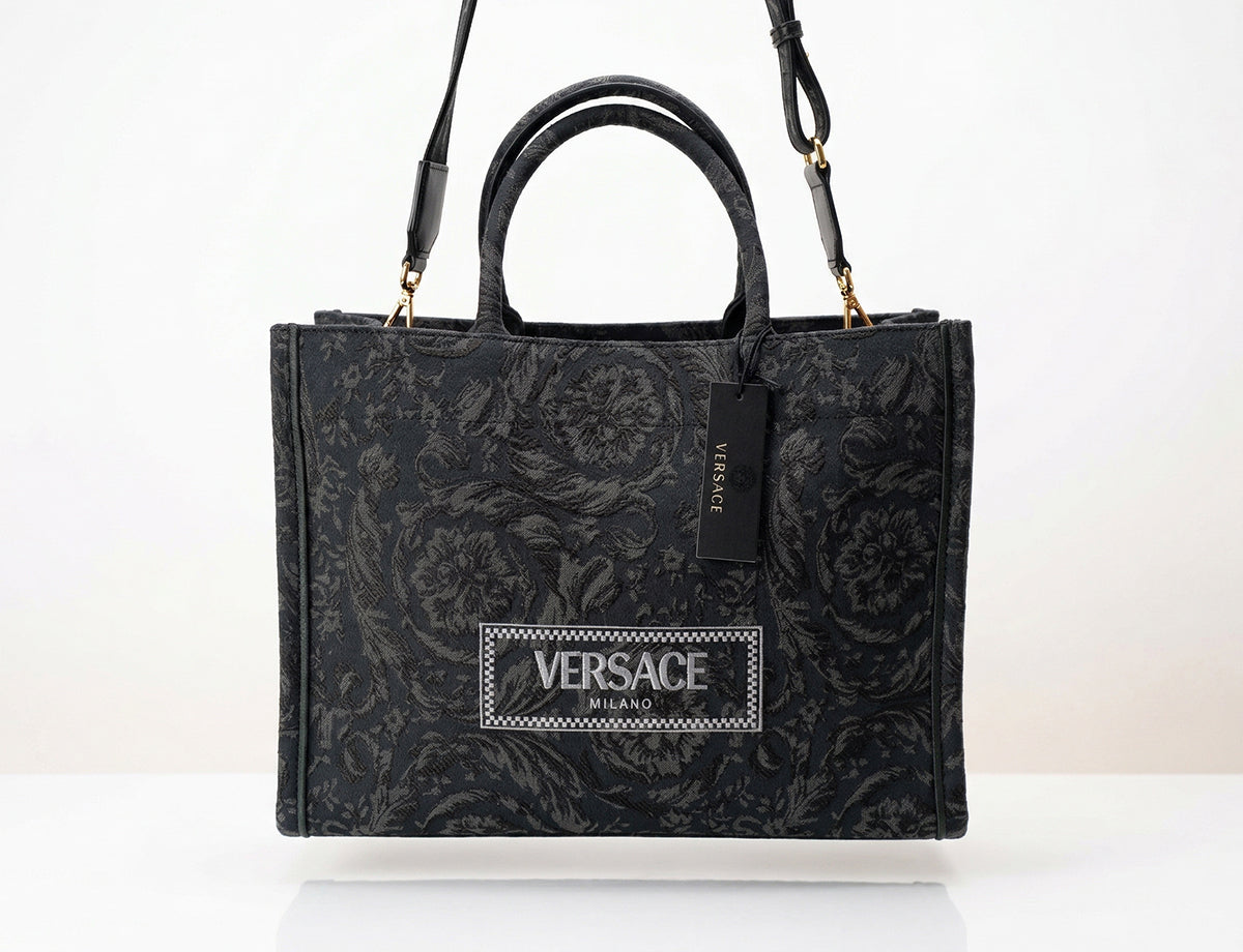Versace Barocco Athena Large Tote Bag in Black