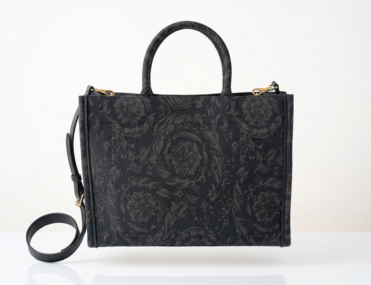 Versace Barocco Athena Large Tote Bag in Black