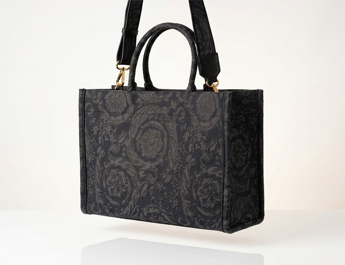Versace Barocco Athena Large Tote Bag in Black