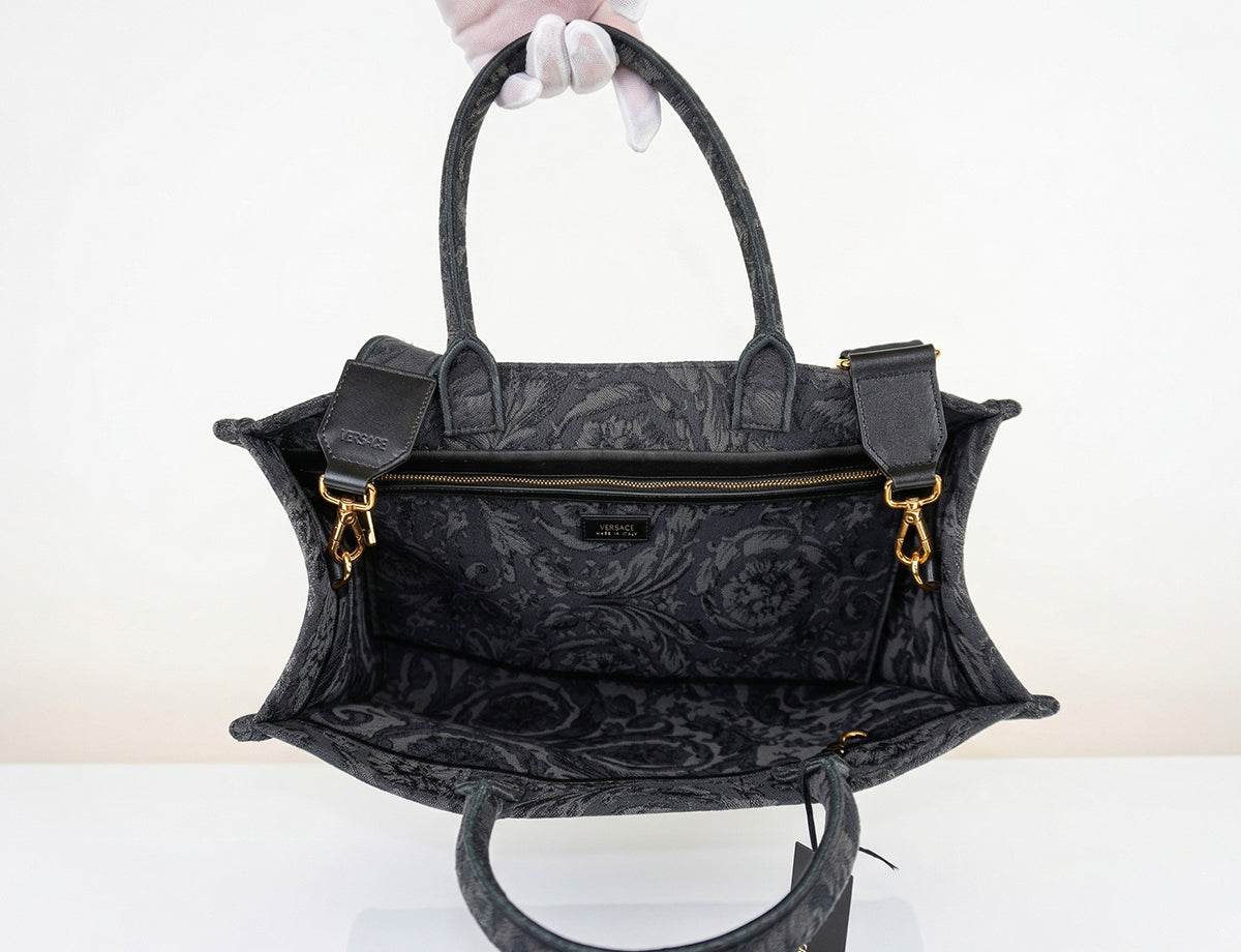 Versace Barocco Athena Large Tote Bag in Black