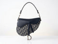 Christian Dior Mini Saddle Bag with Strap in Blue Dior Oblique Jacquard
