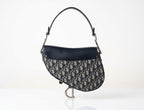 Christian Dior Mini Saddle Bag with Strap in Blue Dior Oblique Jacquard