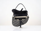 Christian Dior Mini Saddle Bag with Strap in Blue Dior Oblique Jacquard