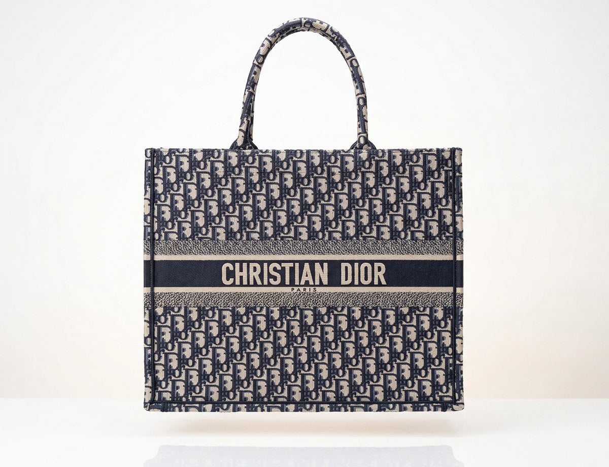 Christian Dior Large Dior Book Tote in Blue Oblique