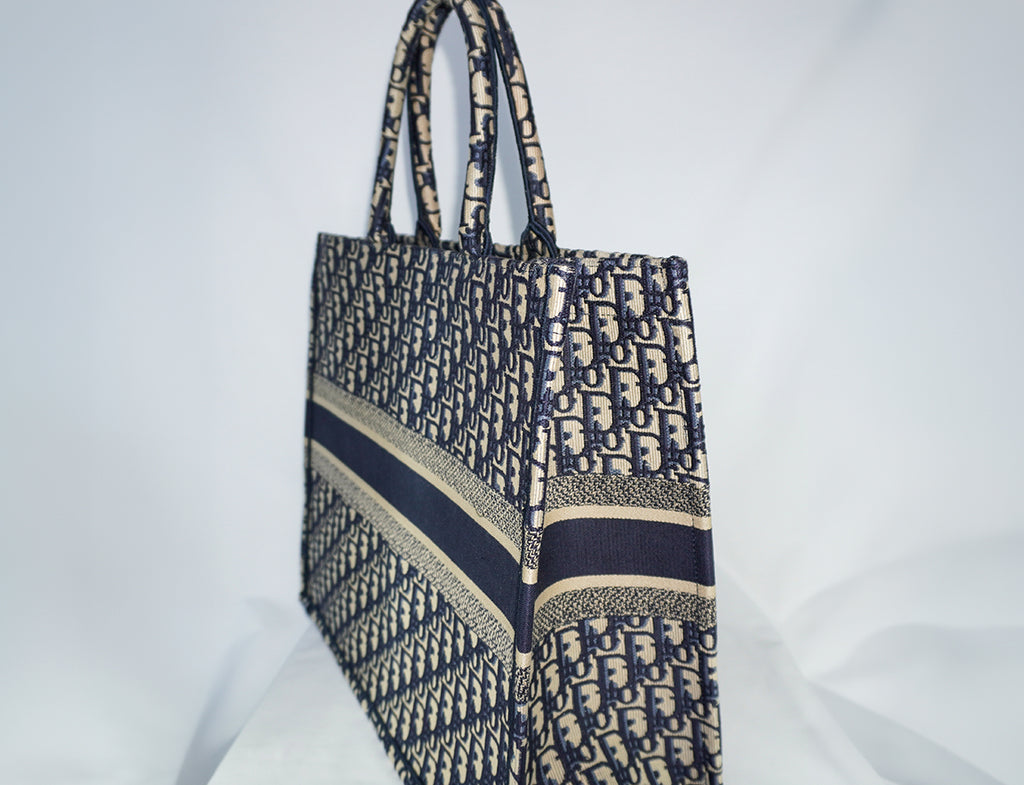 Christian Dior Large Dior Book Tote in Blue Oblique