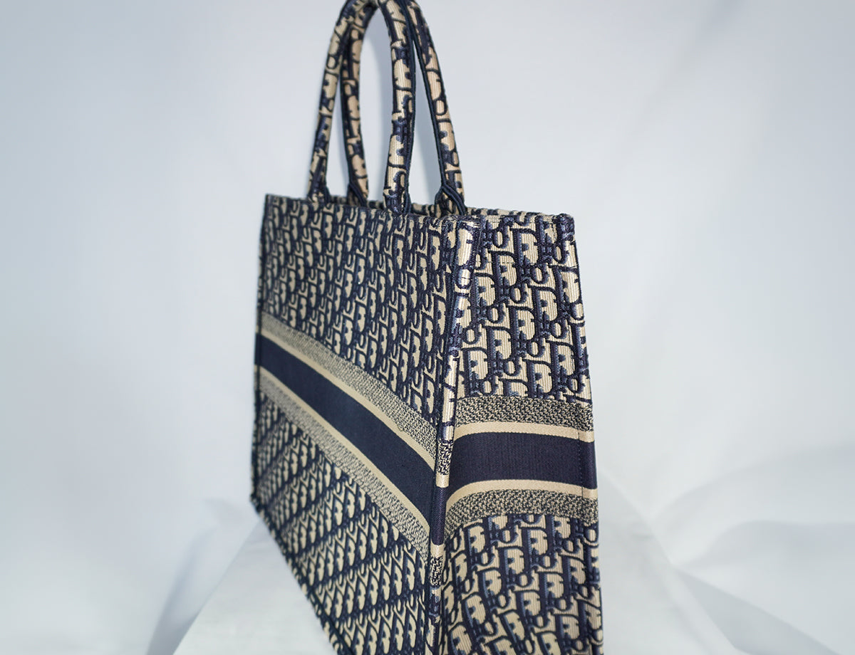 Christian Dior Large Dior Book Tote in Blue Oblique